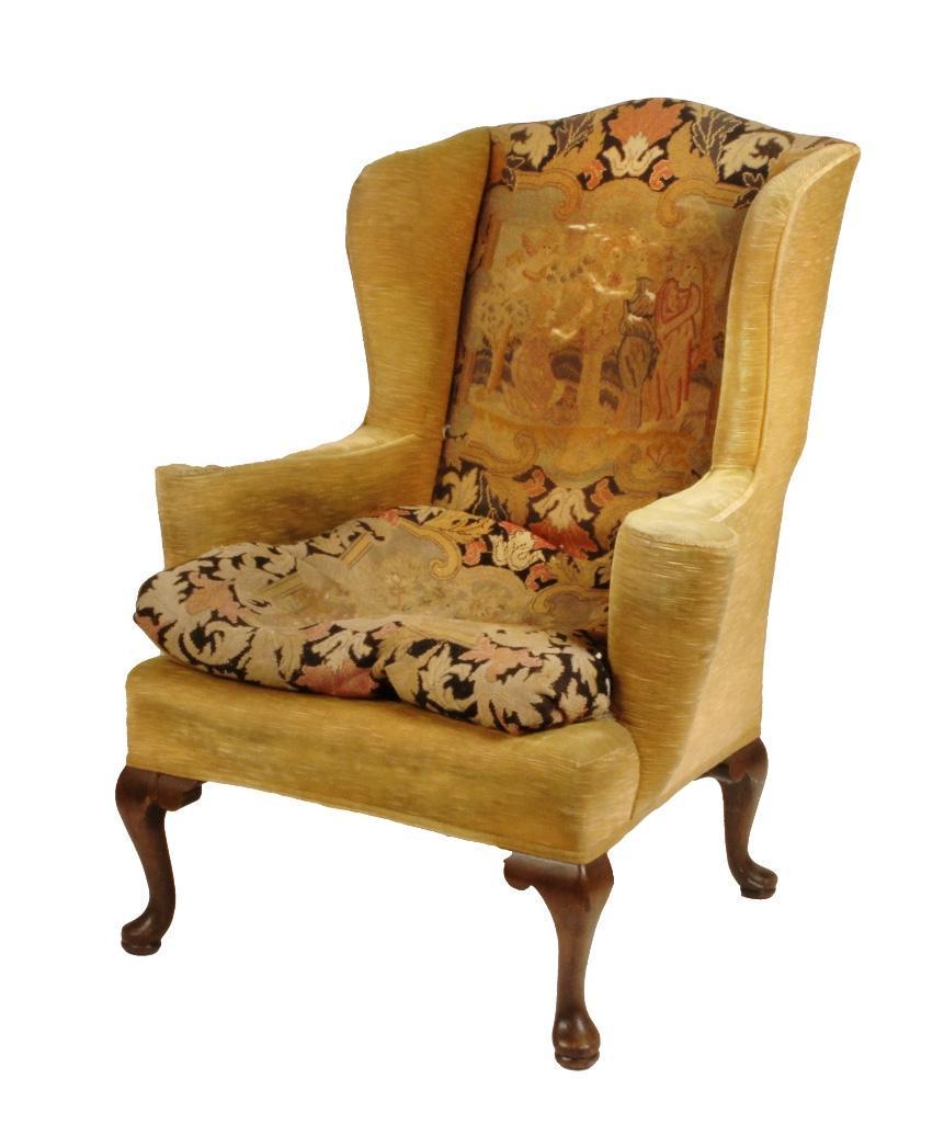 English Queen Ann Style Arm Chair: Height: 44 inches.