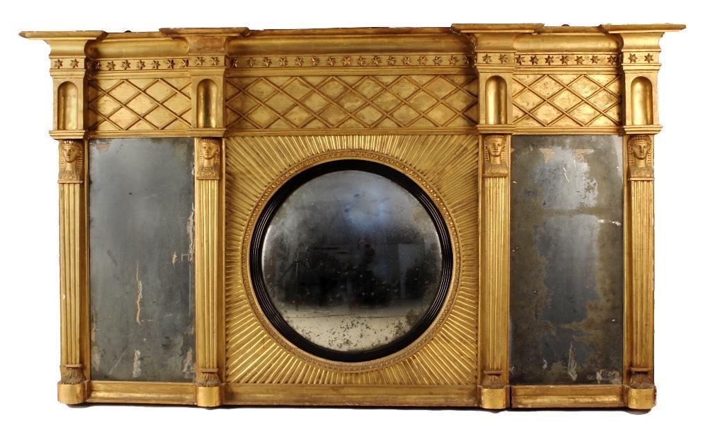 American Early 19th C. Egyptian Revival Overmantel (1 of 8)