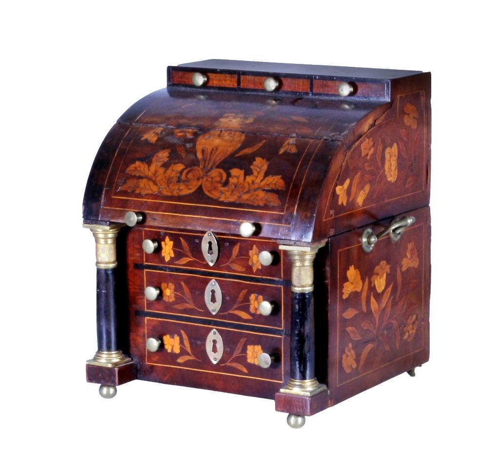 English Georgian Marquetry Inlaid Miniature Cabinet (1 of 11)