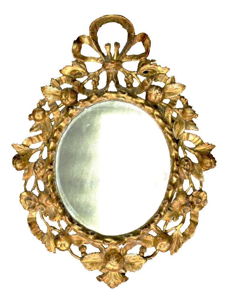 Italian 19th C. Rococo Style Gilt Wood Oval Wall Mirror (1 of 5)
