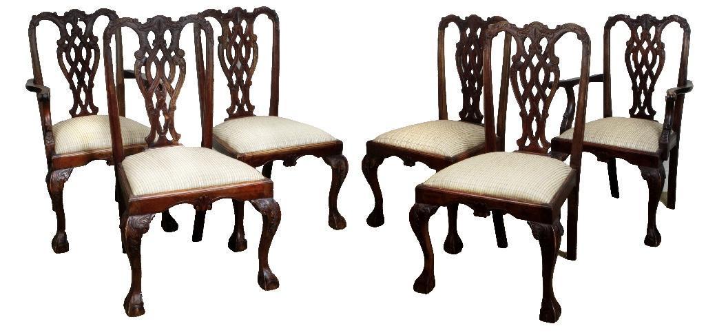 Six 20th C. Chippendale Style Dining Chairs (1 of 7)