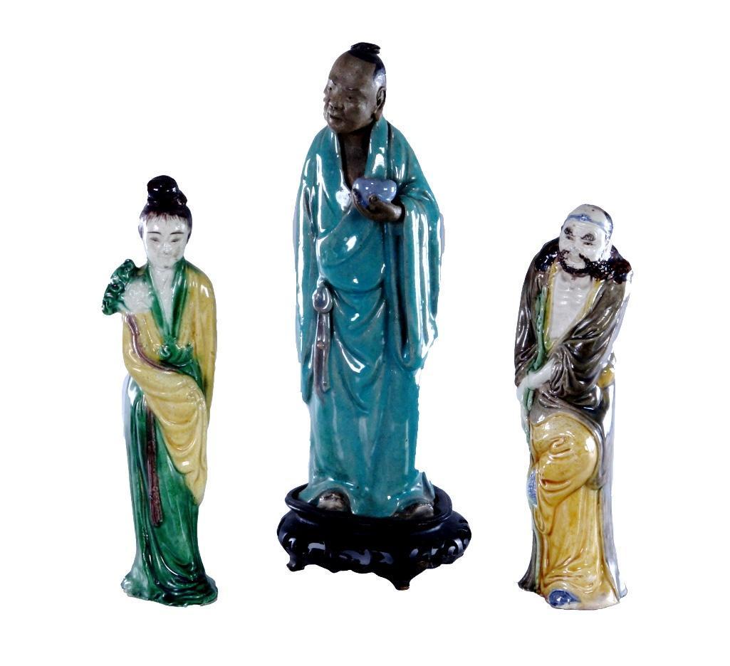 Three Chinese Glazed Ceramic Figures (1 of 6)