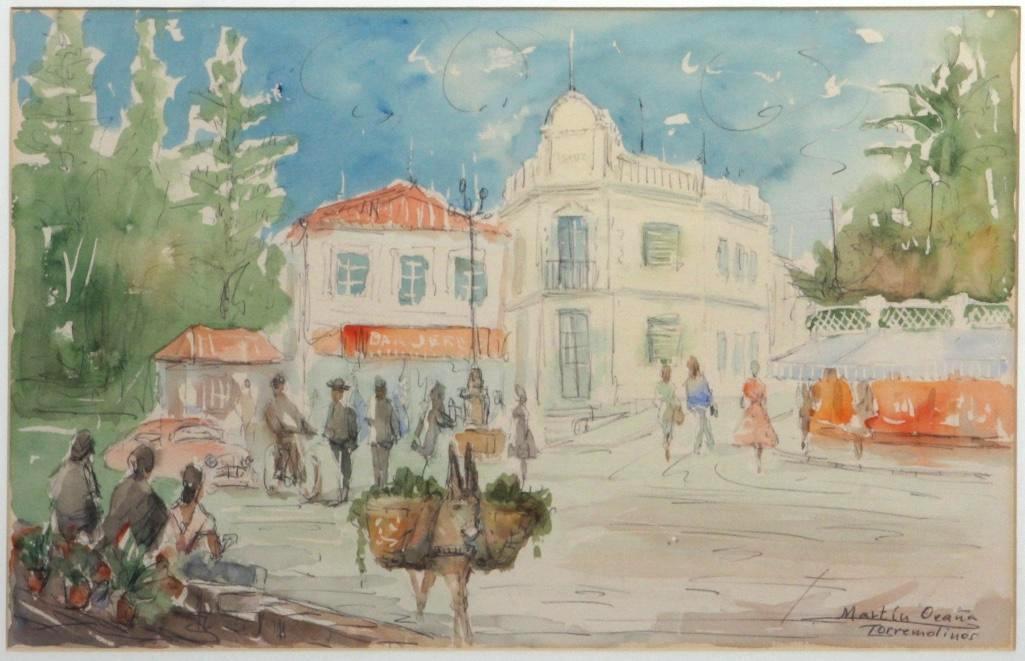 Martin Ocana (Spanish, mid-20th C.) Ink and Watercolor (1 of 5)