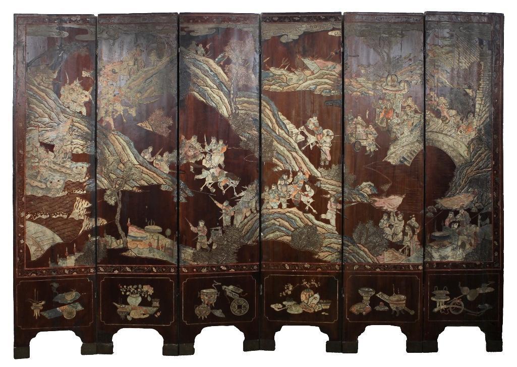 Chinese Qing Dynasty Six Panel Coramandel Folding (1 of 13)