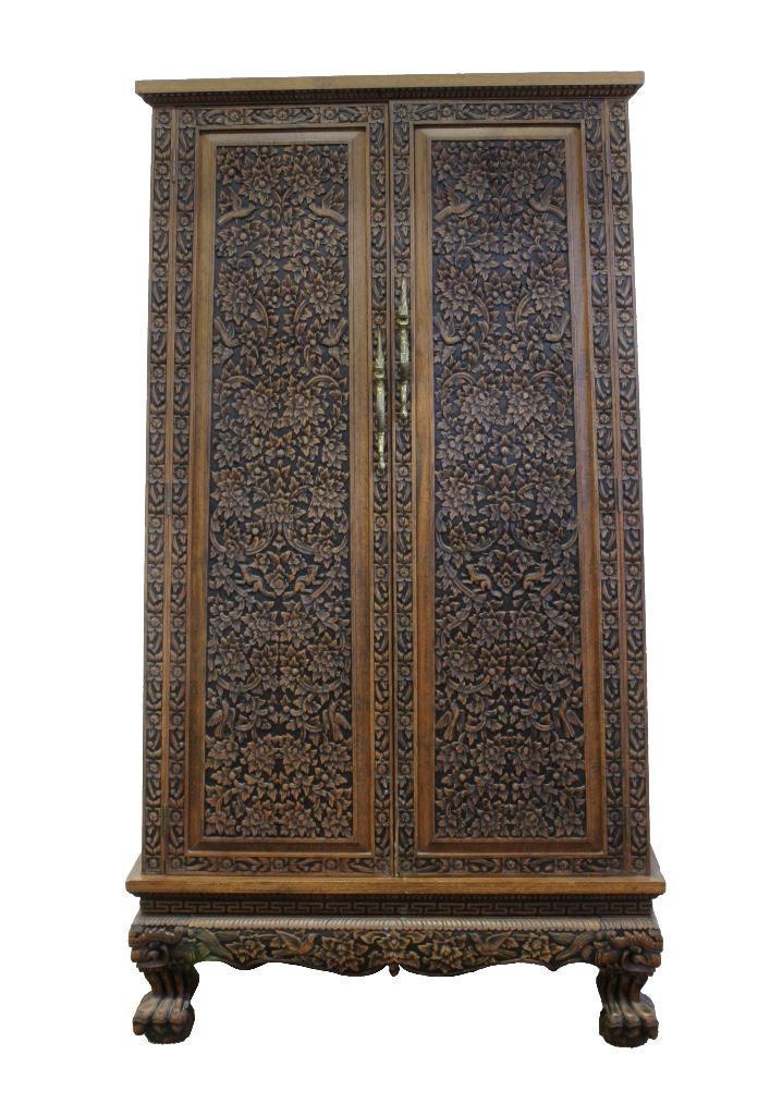Thai 20th C. Carved Teak Cabinet (1 of 7)