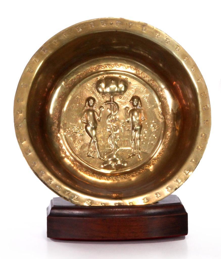 Nuremberg 16th C. Brass Alms Bowl (1 of 3)