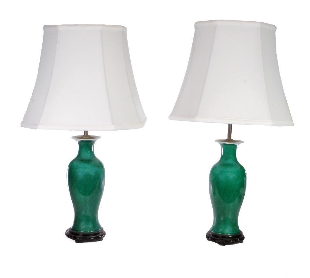 Pair of Chinese Qing Dynasty Apple Green Glazed (1 of 6)