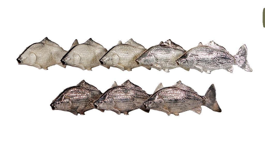Eight Italian Silverplate Carp-form Napkin Holders (1 of 6)