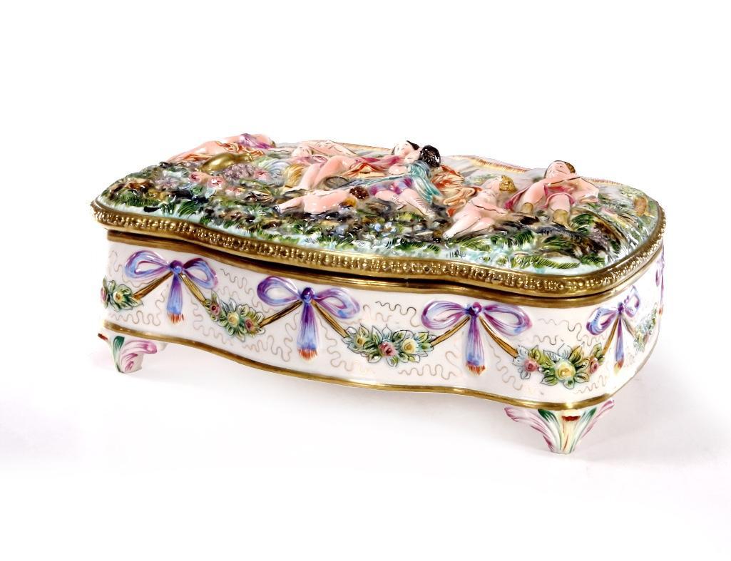 Italian Late 19th C. Capodimonte Porcelain Lidded Box (1 of 9)