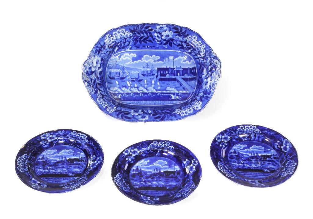 English 19th C. Clews Blue and White Footed Casserole & (1 of 12)