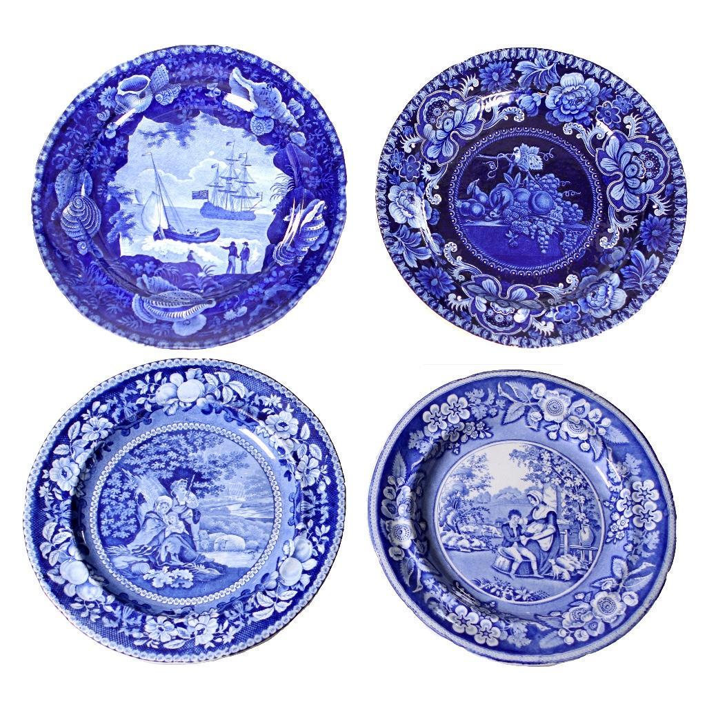 Four English Blue and White Decorative Ceramic Plates (1 of 5)
