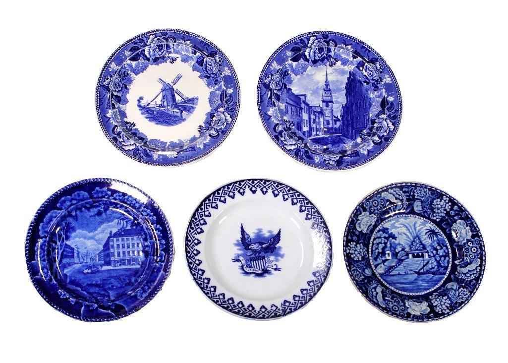 Five Blue and White Ceramic Lunch Plates (1 of 7)