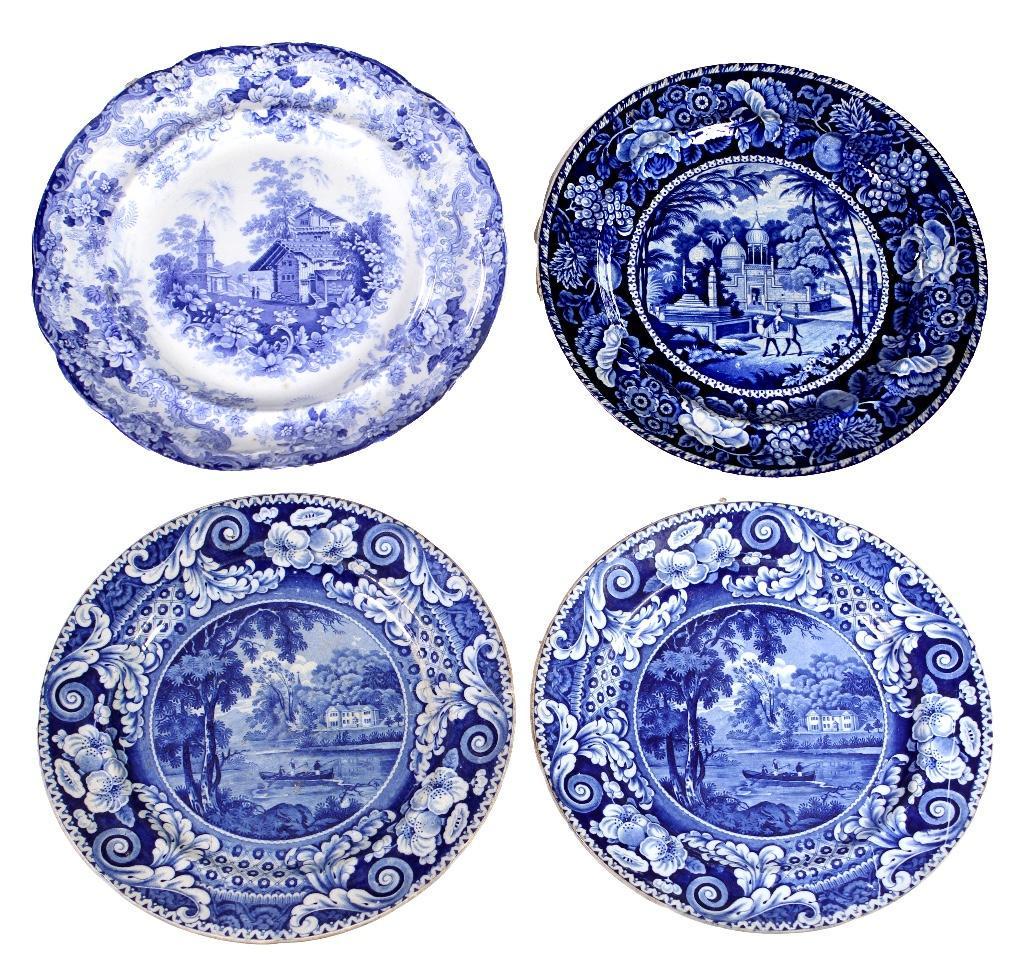 Four English Blue and White Luncheon Plates (1 of 4)