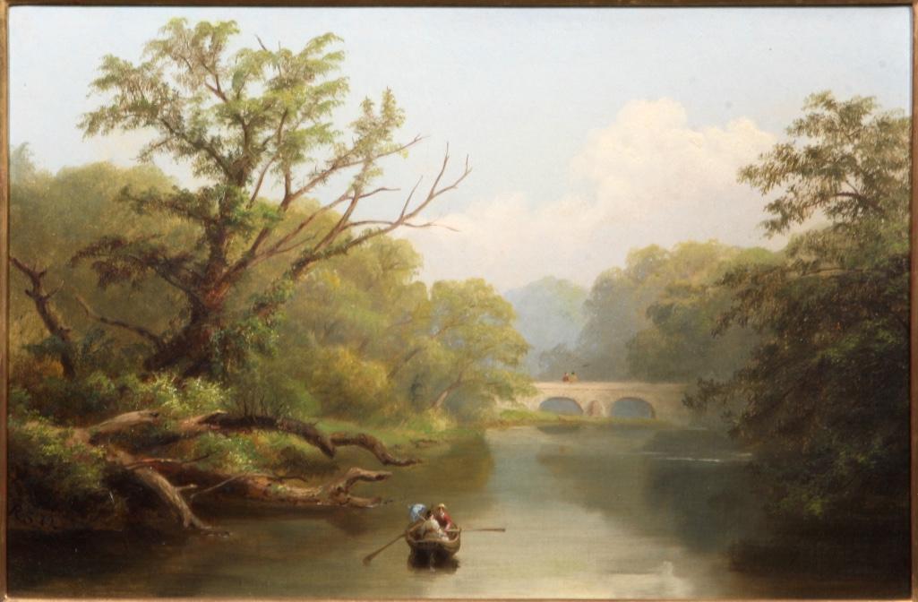 Russel Smith (1812-1896) Oil on Canvas, "Wissahickon" (1 of 5)