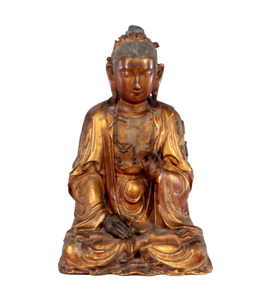 Chinese Ming  Dynasty Parcel Gilt Carved Wood (1 of 7)