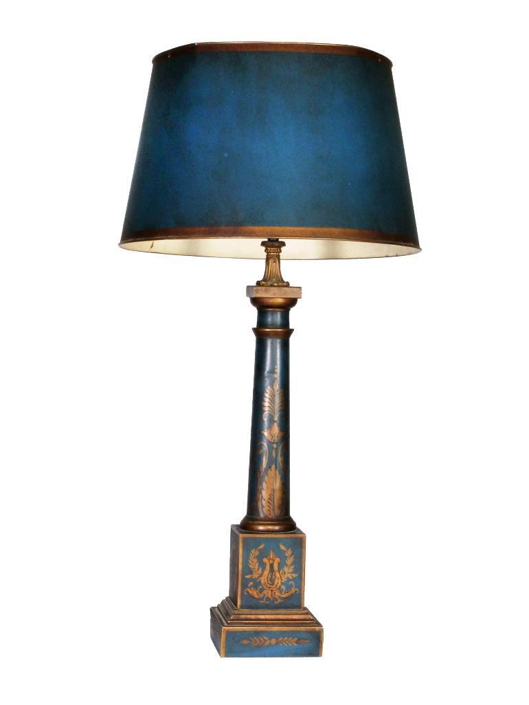 French 20th C. Green Toleware Table Lamp (1 of 6)