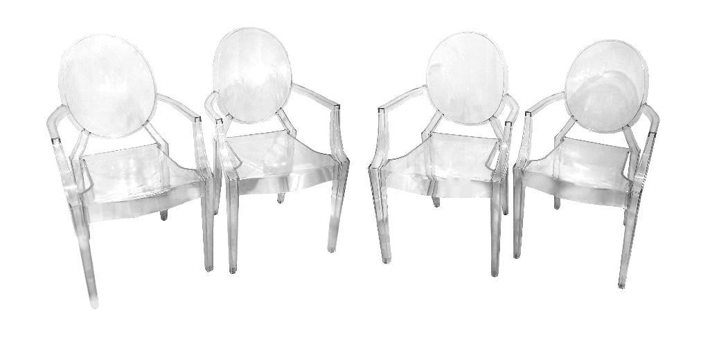 Four Phillippe Starck Louis Ghost Lucite Arm Chairs (1 of 5)