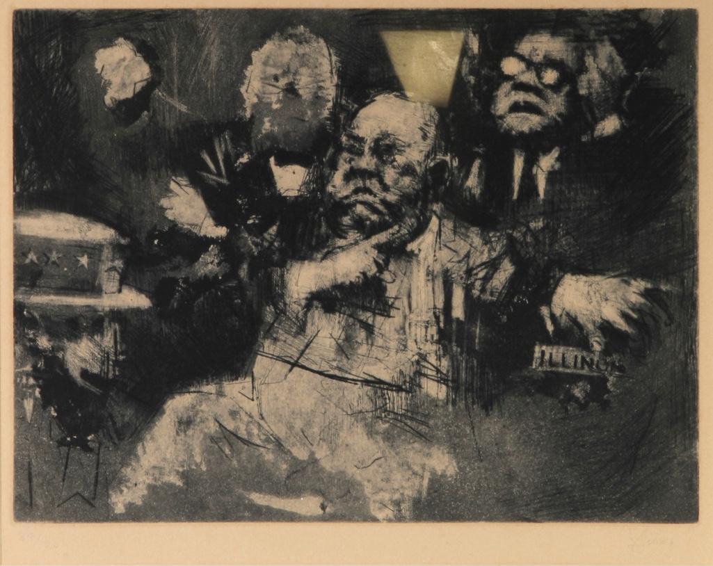 Jack Levine (American, 1915-2010) Etching & Drypoint Election Night (1 of 6)