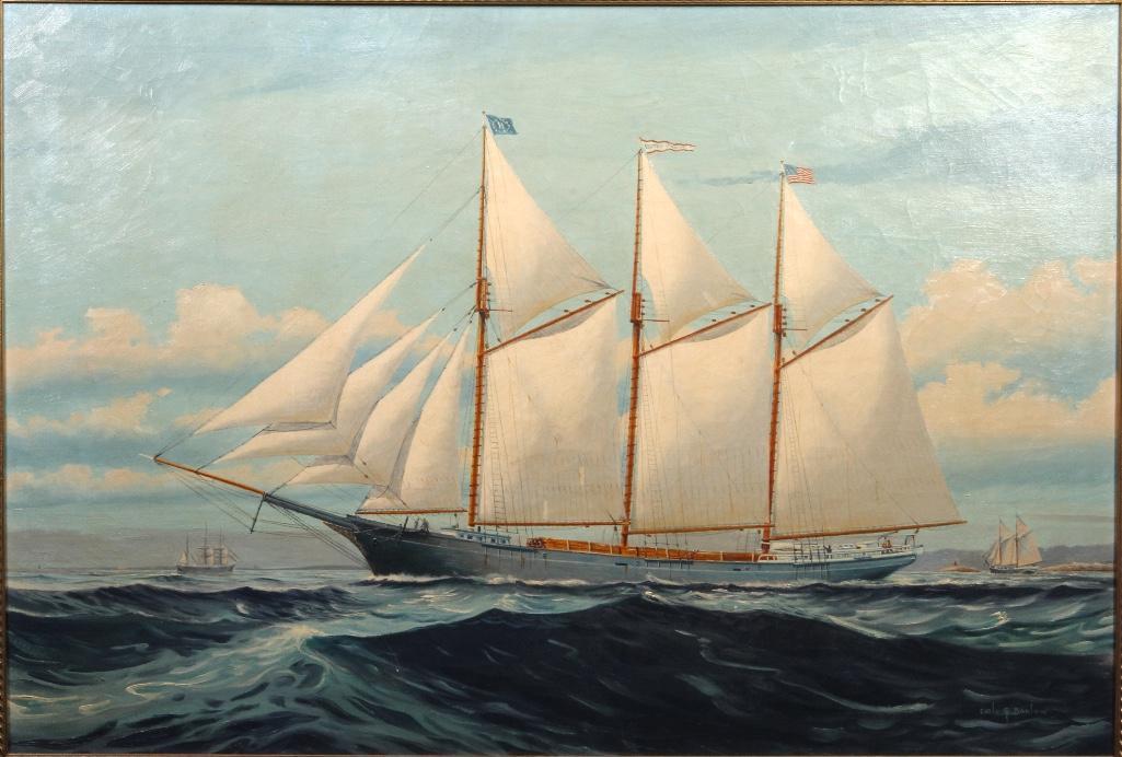 Earle G. Barlow (American 1923-2007) Oil on Canvas Nautical (1 of 4)