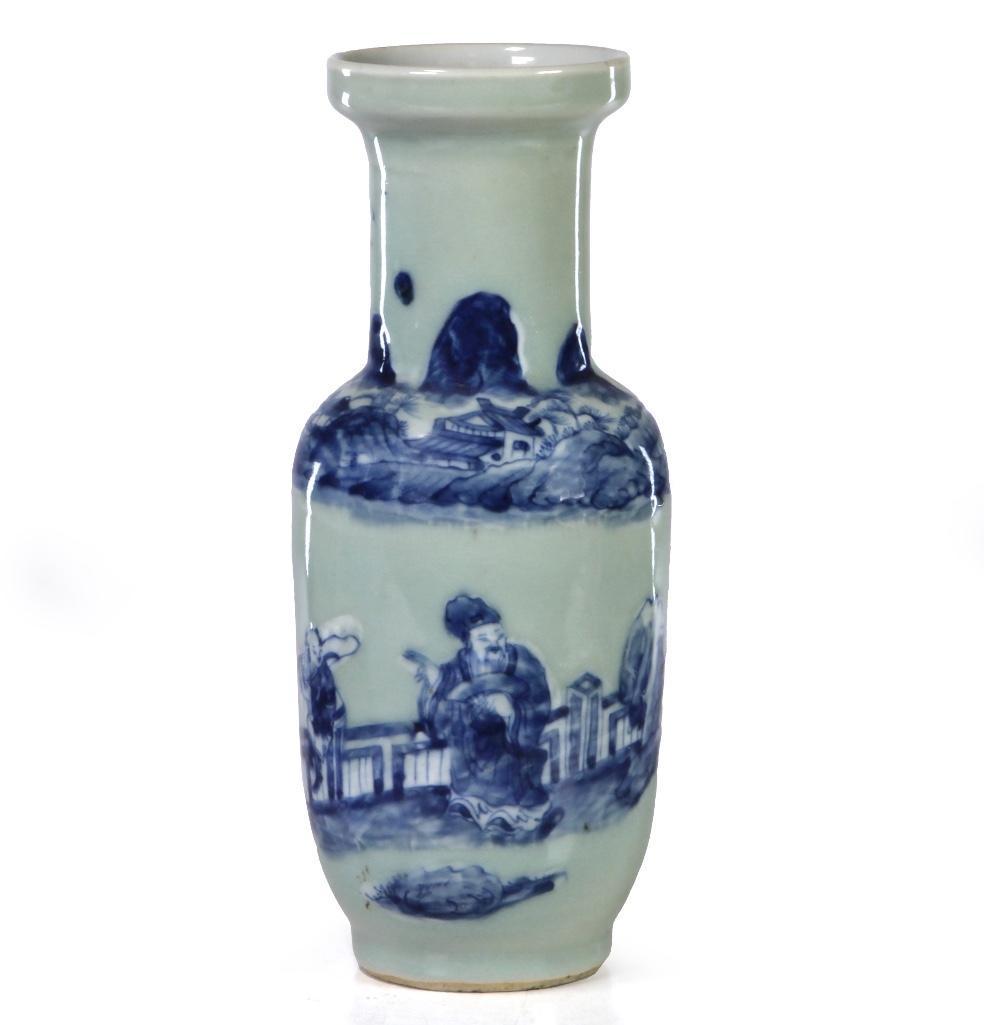 Chinese Qing Dynasty Blue on Celadon Vase (1 of 6)