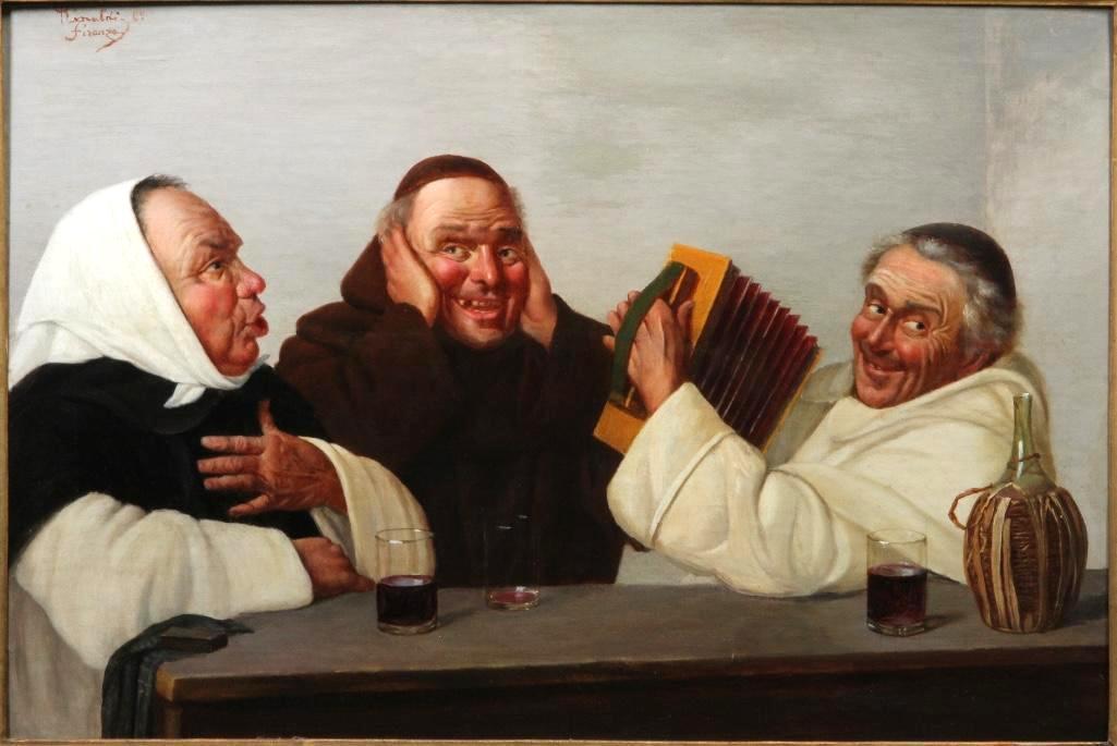 Claudio Rinaldi (Italian, 19th C.) Oil on Canvas: In hand-carved wooden frame. Signed 'CRinaldi Firenze', dated (18)89, upper left. Frame: 24 1/2 x 31 1/4 inches Canvas: 17 x 23 1/2 inches Condition: Section of in-paint.