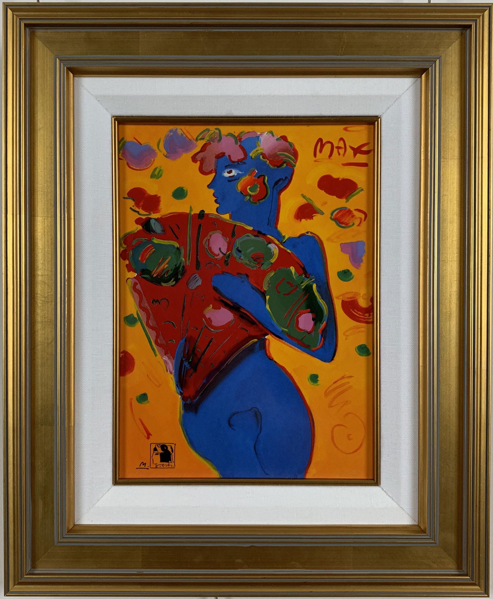 Peter Max - "Fan Dancer" - Framed, original fine art plaque crafted in porcelain. (1 of 2)