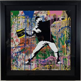MR. BRAINWASH - BANKSY THROWER 2018 - FRAMED, ORIGINAL
