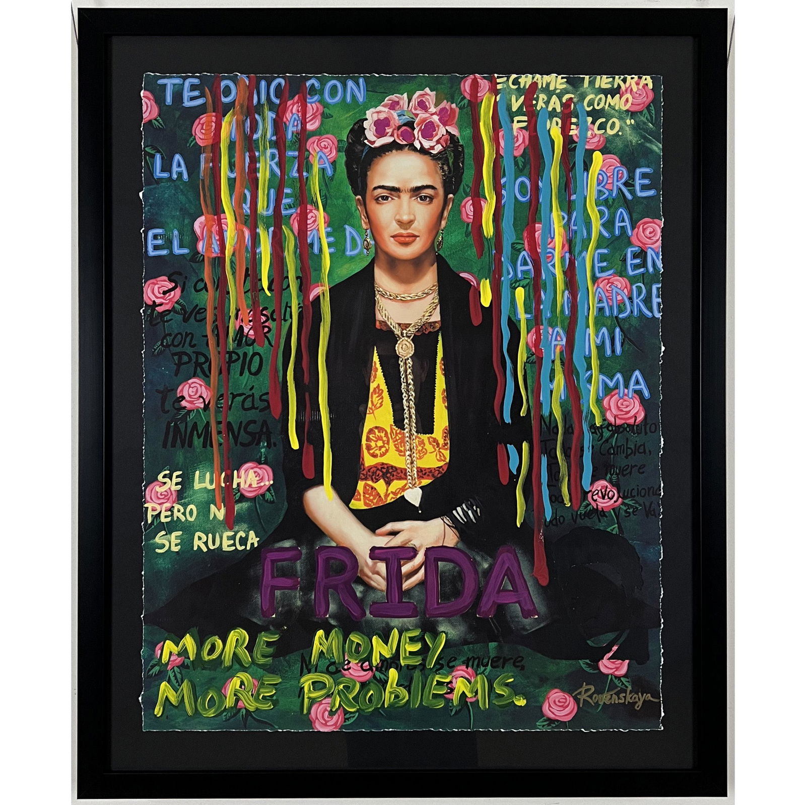 Nastya Rovenskaya - "Frida Kahlo"- Framed One-of-a-Kind Mixed Media (1 of 2)