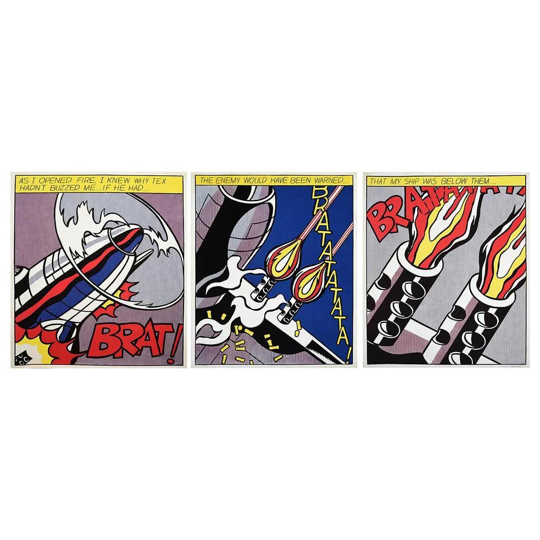 Roy Lichtenstein â€œAs I Opened Fireâ€ Triptych, 1966 (1 of 9)