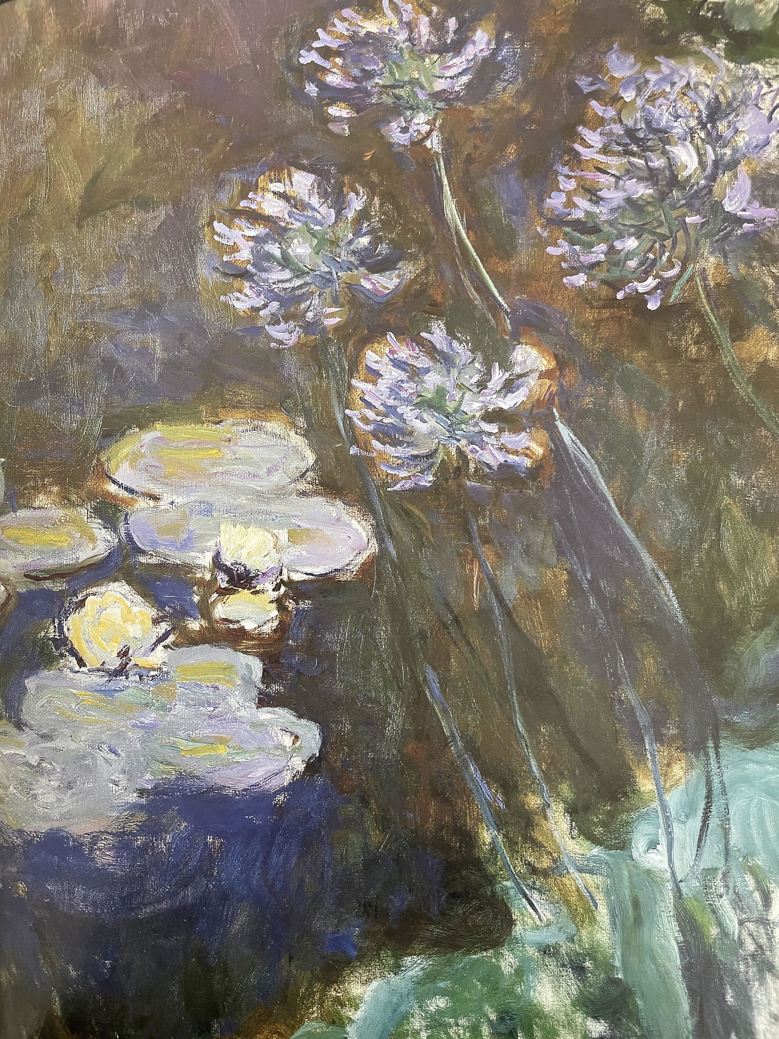 Claude Monet "Water-Lillies and Agapanthus, 1914-1917" Print: Claude Monet "Water-Lillies and Agapanthus, 1914-1917" Print. Measures (approx): 12.25 x 9.25. Mounted to archival quality paper. Verso is blank.