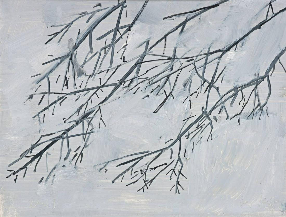 Alex Katz "Winter Branch, 1993" Offset Lithograph: Alex Katz "Winter Branch, 1993" Offset Lithograph Measures (Image, approx): 21.6 x 28.7. Verso is blank. Mounted to archival quality paper.