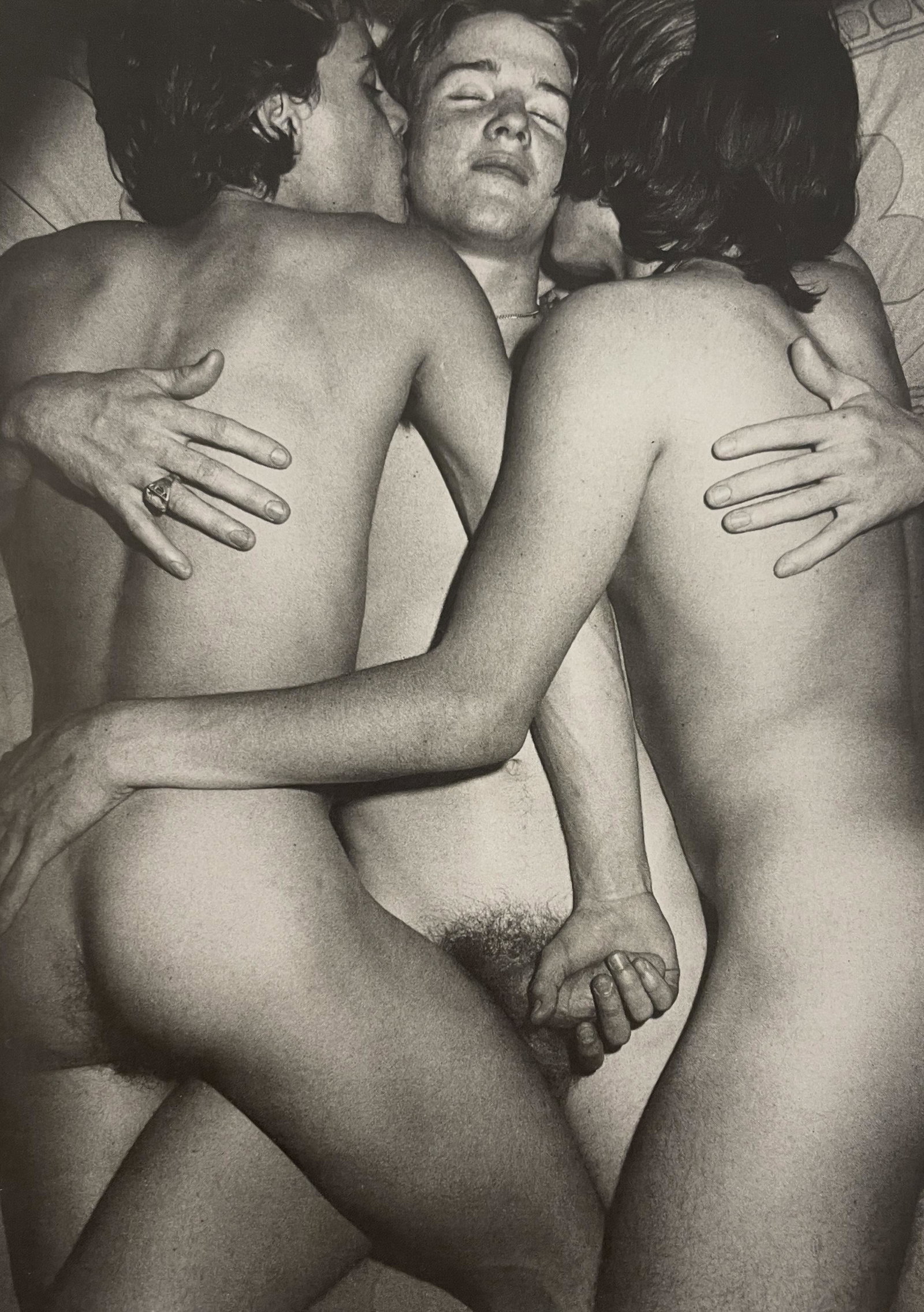 Clifford Baker - Male Nude, 1978: Clifford Baker, Jeff, David, and Marty, 1978 Print in Colors 4 3/4" x 6 1/2" Mounted to Archival Quality Paper. Verso is blank