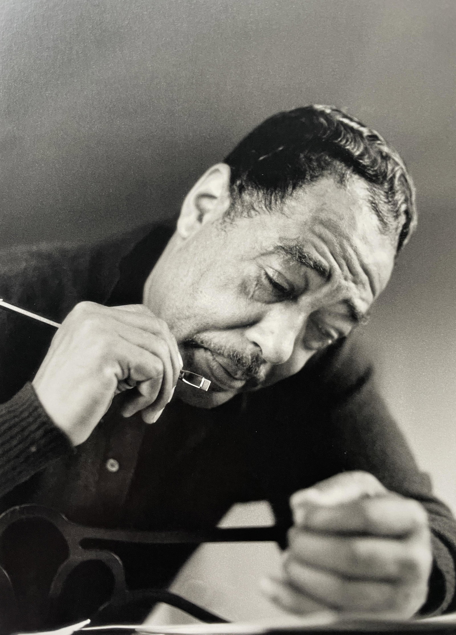 Gordon Parks "Duke Ellington" Print: Gordon Parks "Duke Ellington" Print. Measures 8.75 x 6.4. Mounted to Archival Quality Paper. Verso is blank.