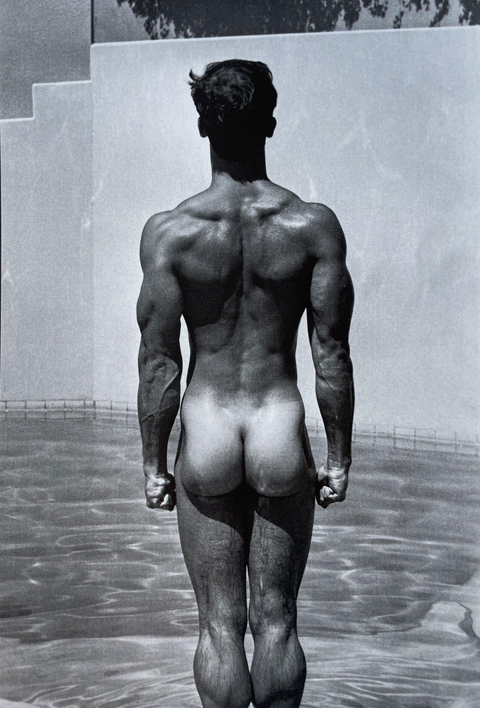 Tom Bianchi "Male Nude, Rear" Print: Tom Bianchi "Male Nude, Rear" Print. 8.6 x 5.75. Mounted to Archival Quality Paper. Verso is blank. Printed circa 1990's.