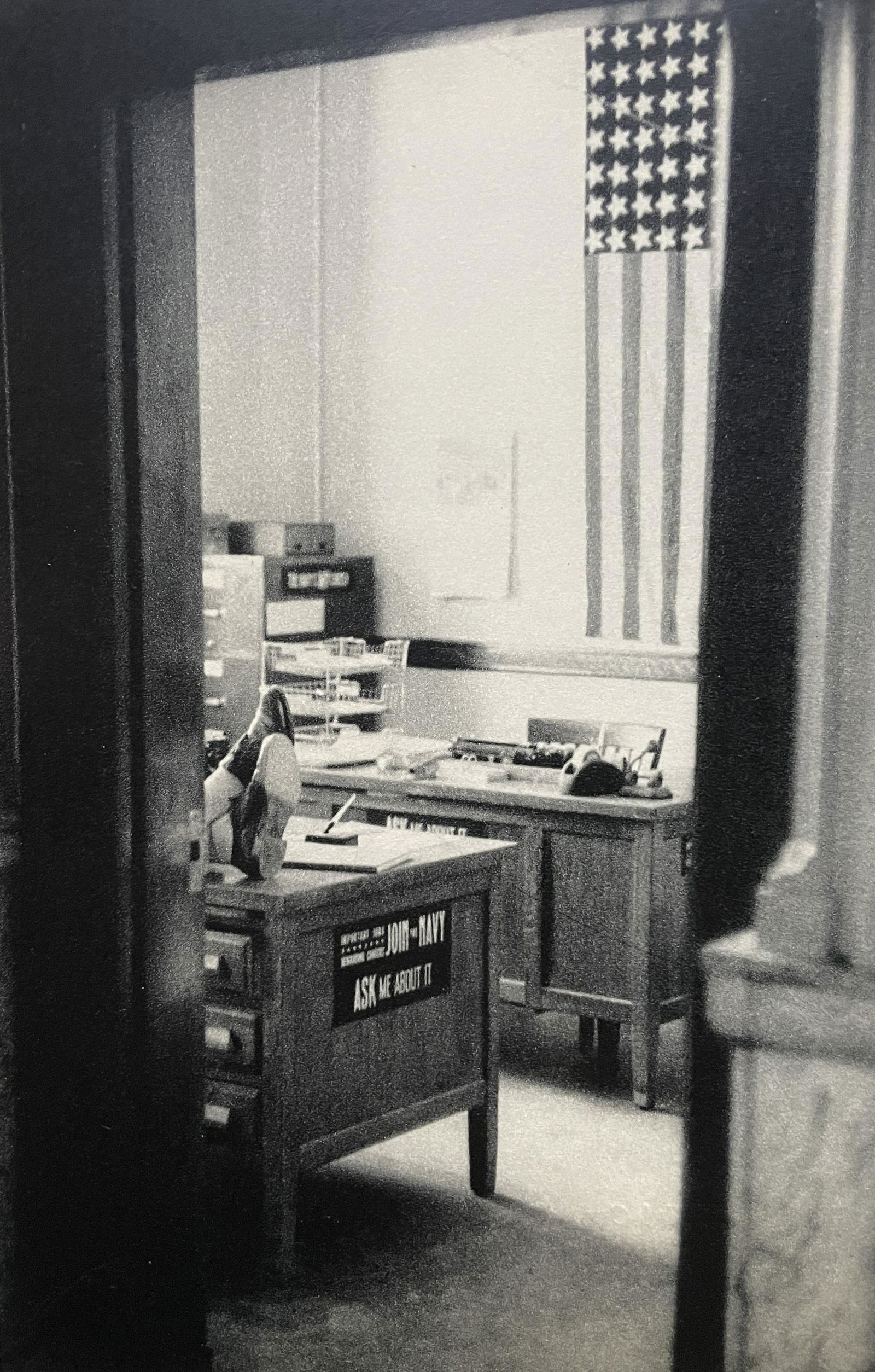 Robert Frank "Navy Recruiting Station, Butte, Montana" Print: Robert Frank "Navy Recruiting Station, Post Office, Butte, Montana" Print 6.8 x 4.5. Mounted to Archival Quality Paper. Printed circa 1950â€™s. Verso is blank