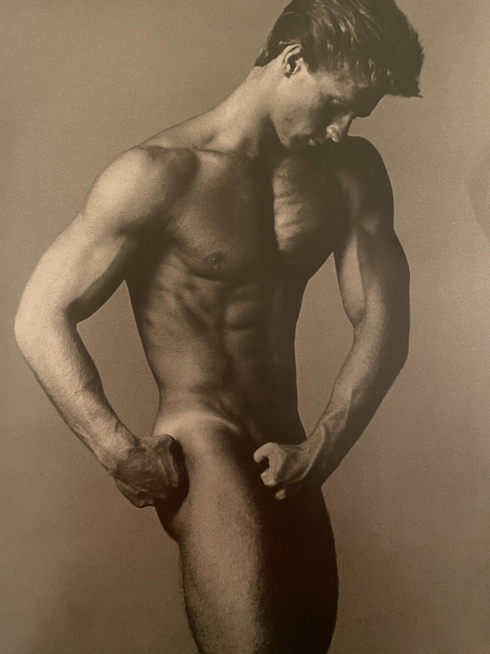 Ken Haak "Male Nude" Print: Ken Haak "Male Nude" Print. Measures 13.25 x 10.25. Mounted to Archival Quality Paper. Verso is blank. Printed circa 1980s.