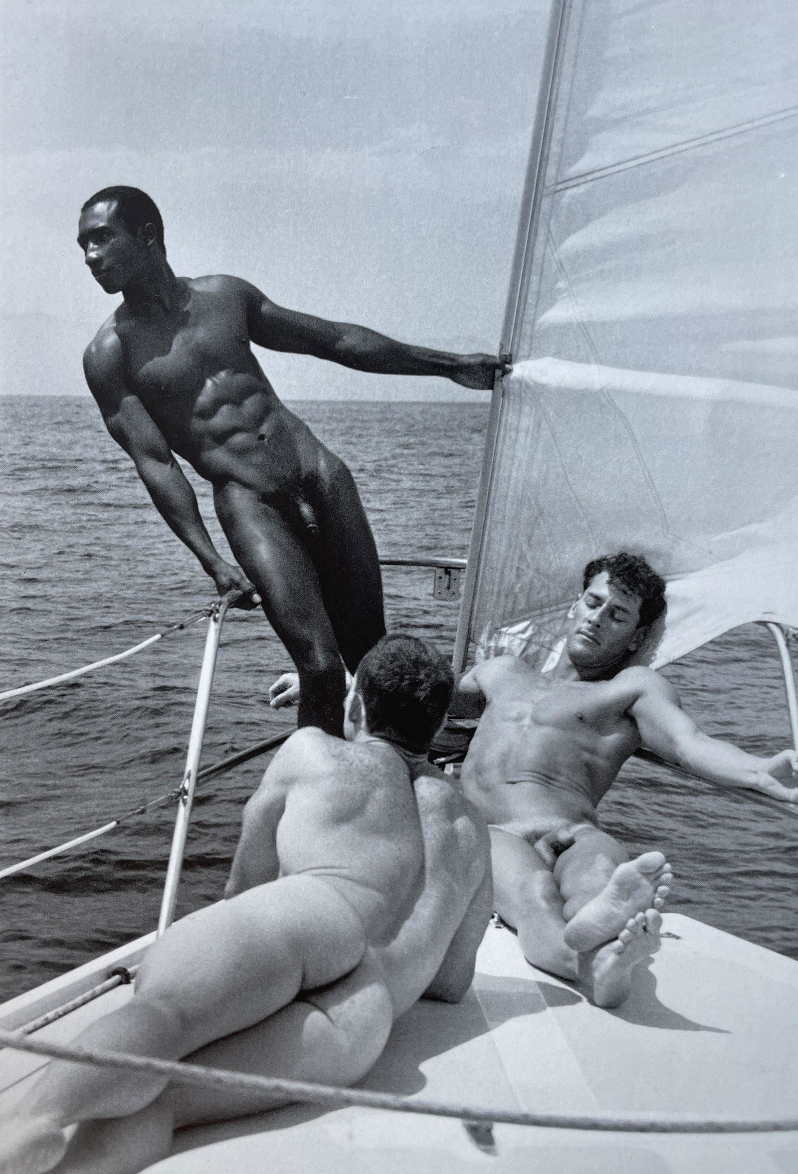 Tom Bianchi "Sailboat, Male Nude" Print: Tom Bianchi "Sailboat, Male Nude" Print. 8.6 x 5.9. Mounted to Archival Quality Paper. Verso is blank. Printed circa 1990's.