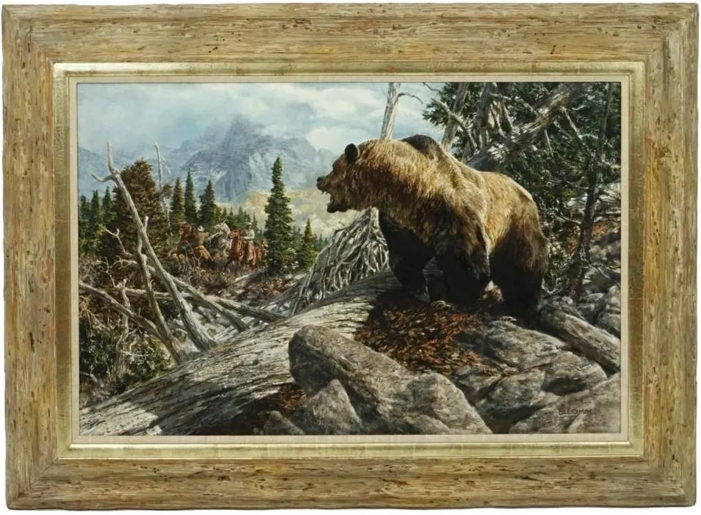 Tom Beecham, American (1926 - 2000) - Framed Oil on Canvas - Mountain Scene with Bear (1 of 3)