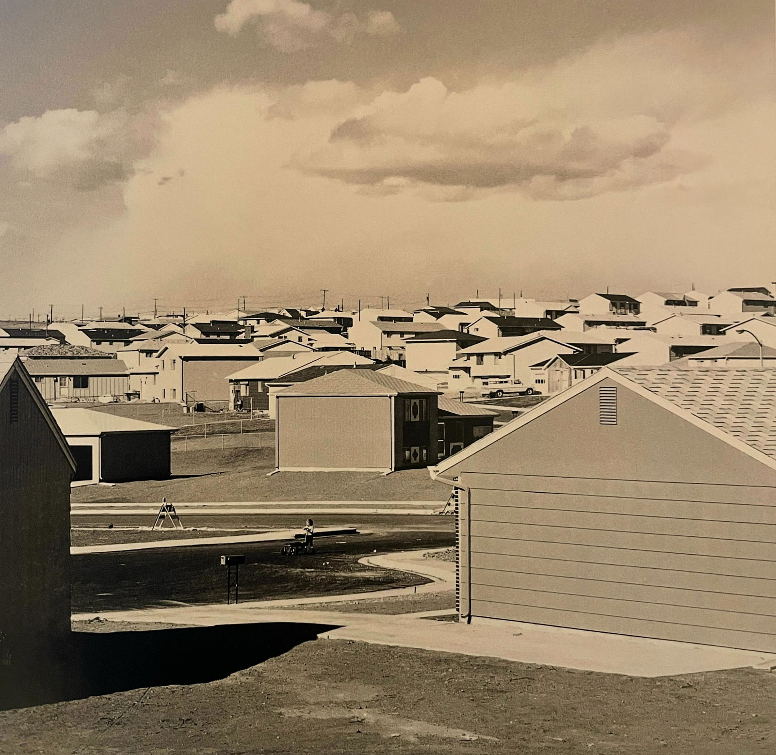 Robert Adams "Pikes Peak Park, Colorado Springs" Print: Robert Adams "Pikes Peak Park, Colorado Springs" Print. Measures 5.8 x 5.8. Mounted to Archival Quality Paper. Verso is blank. Printed circa 1970's.