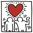 Keith Haring "Two Figures with Heart, 1988" Offset Lithograph