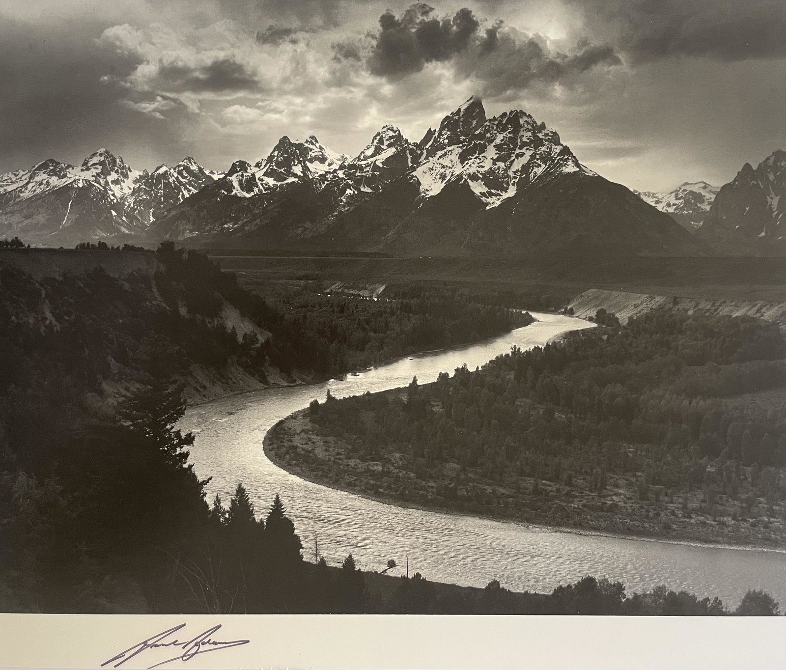 Ansel Adams Signed "Tetons and Snake River, 1942 " Print (1 of 9)