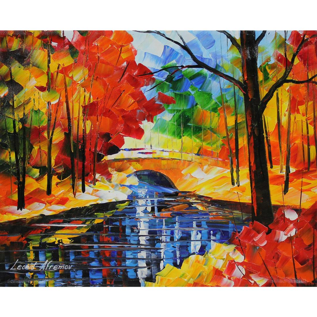 Leonid Afremov - LOVELY BRIGE - Original Oil On Canvas (1 of 1)