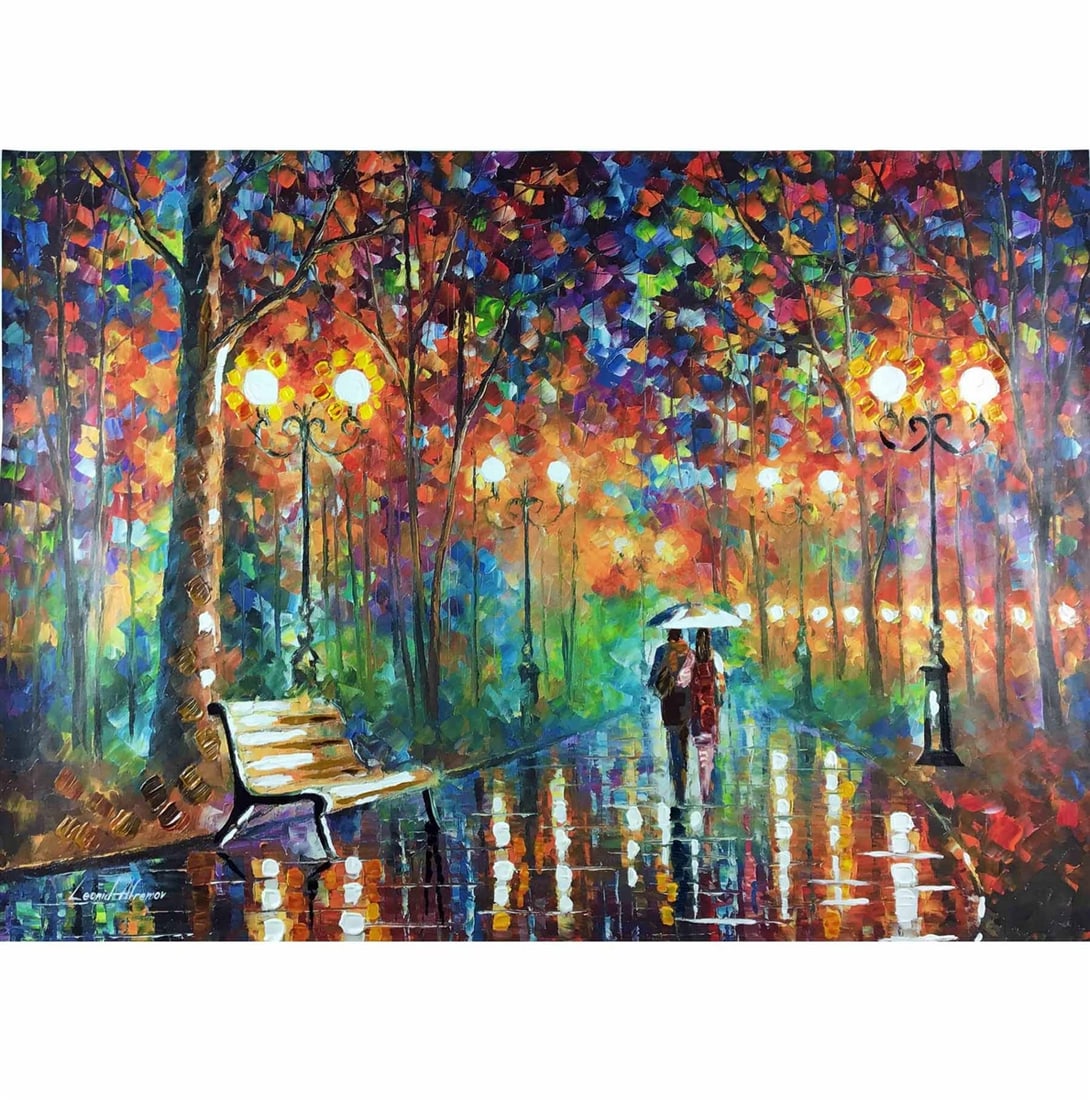 Leonid Afremov - Rains Rustle 3 - Limited Edition, Hand Embellished Giclee on Canvas: Leonid Afremov - Rains Rustle 3 is a Limited Edition, Hand Embellished Giclee on Canvas. Rain's Rustle is a Limited Edition, Artist Proof (AP) from the Edition of 200. The artwork is a hand-embellishe