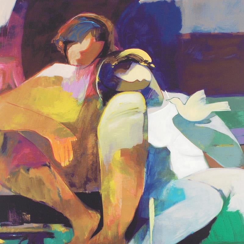 HESSAM Abrishami - Tender Shoulders - Limited Edition Serigraph on Canvas: HESSAM Abrishami - Tender Shoulders - Limited Edition Serigraph on Canvas. Hand signed and hand numbered by the artist. Includes a COA. This piece comes gallery wrapped and ready to hang. Image: 36 x