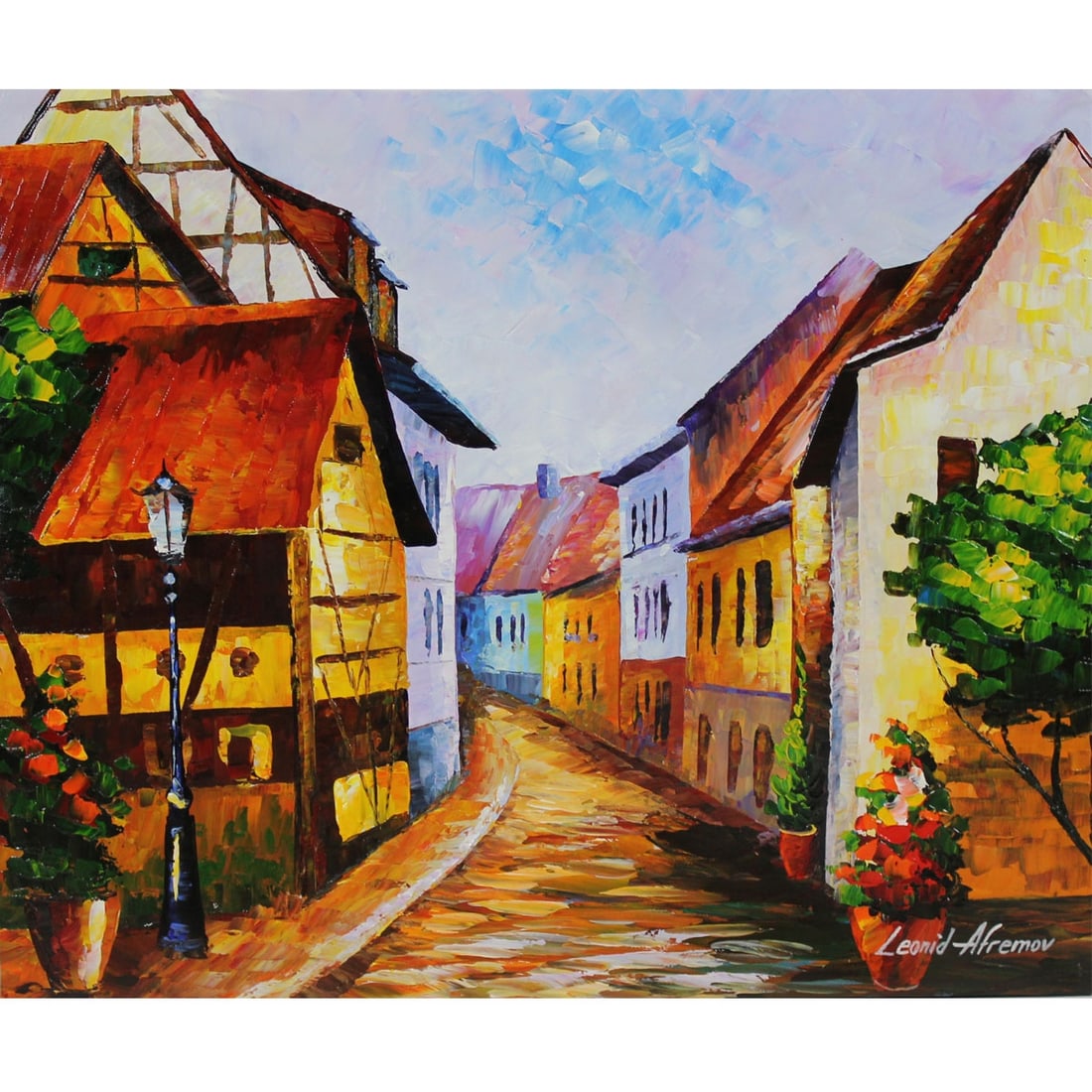 Leonid Afremov - Belgium of the Past - Original Oil Painting on Canvas (1 of 1)
