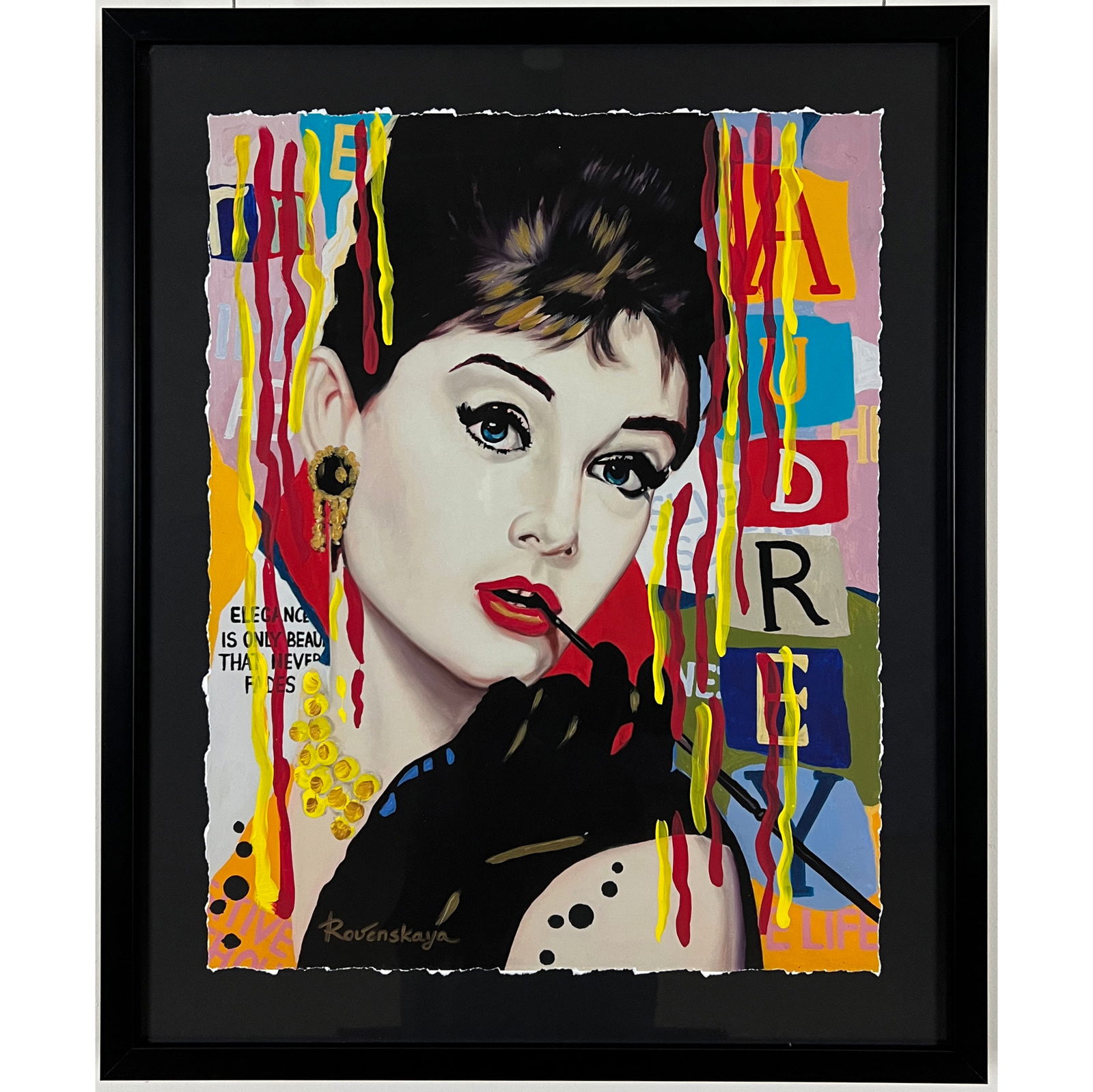 Nastya Rovenskaya "Audrey Hepburn" Framed One-of-a-Kind Mixed Media, (1 of 2)