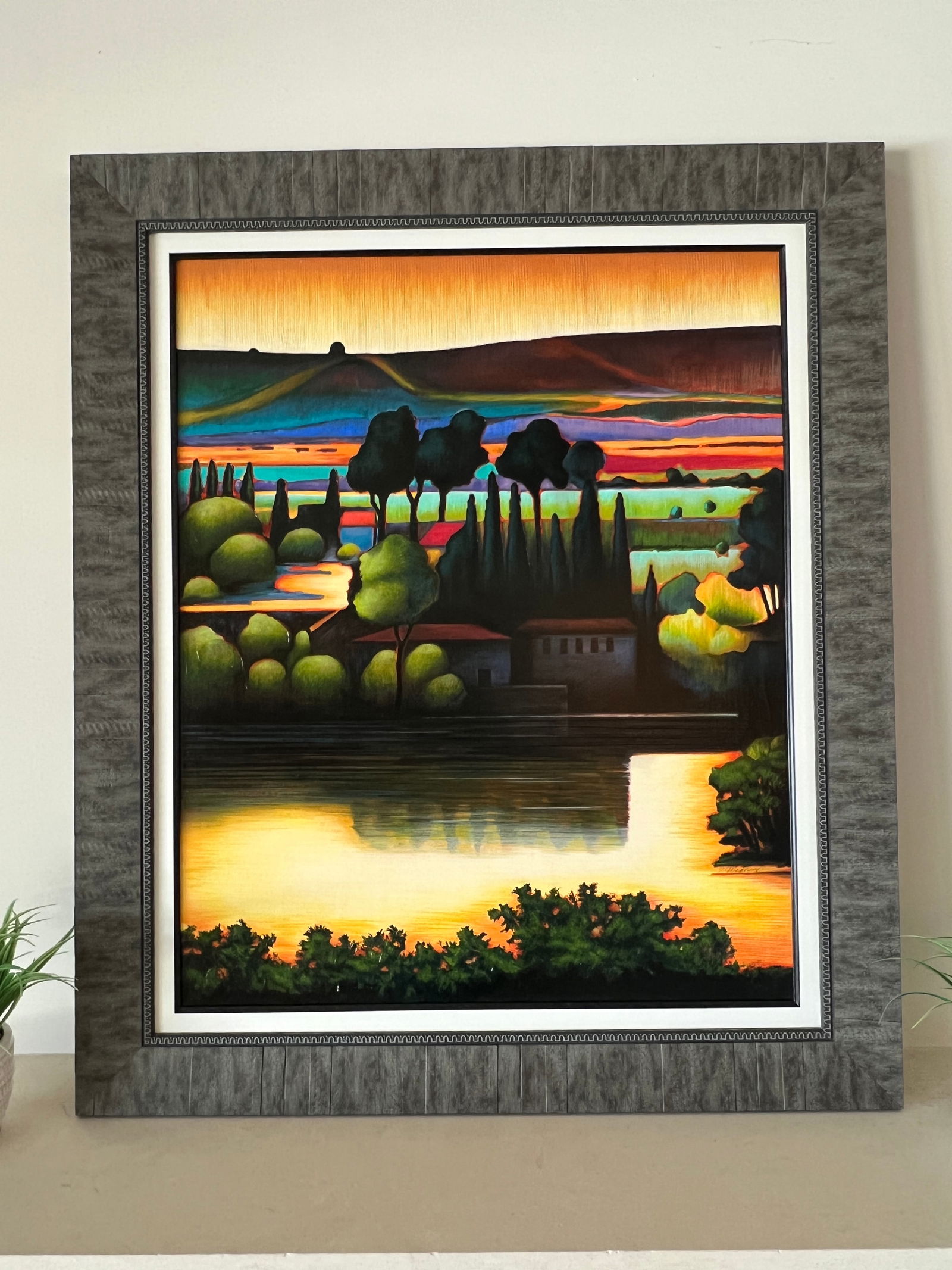 Igor Medvedev - Tangus River III - Framed Embellished Serigraph on Canvas
