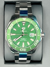 TAG Heuer Aquaracer Automatic Green Dial HULK Men's Watch - Complete Set New In Box - Model # WAY201