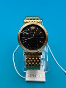 Versace V-Twist Black Dial Gold Mesh Bracelet Watch for Women - Model VELS00819