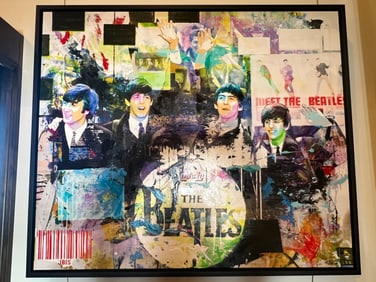 Bisaillon Brothers - "Meet the Beatles Deluxe 30 x 38" - One-of-a-Kind Mixed Media on Canvas